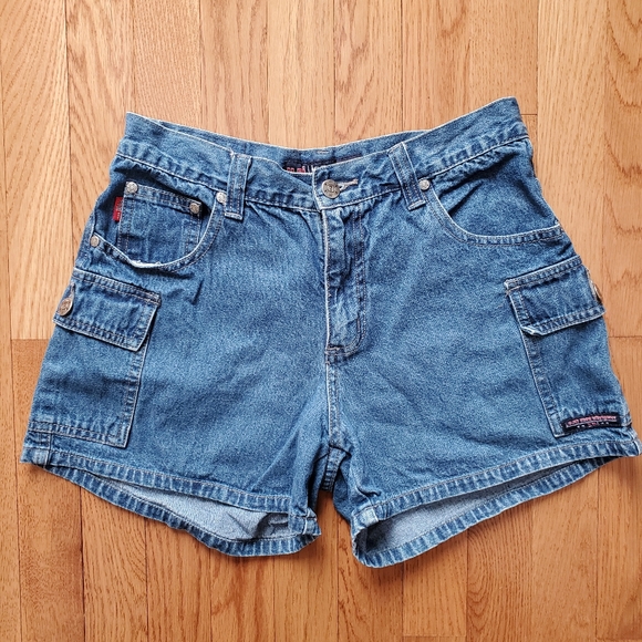 Vintage Pants - Vintage 90's Y2K High Waist Jean Cargo Shorts Denim Y.M.I. Jeanwear
